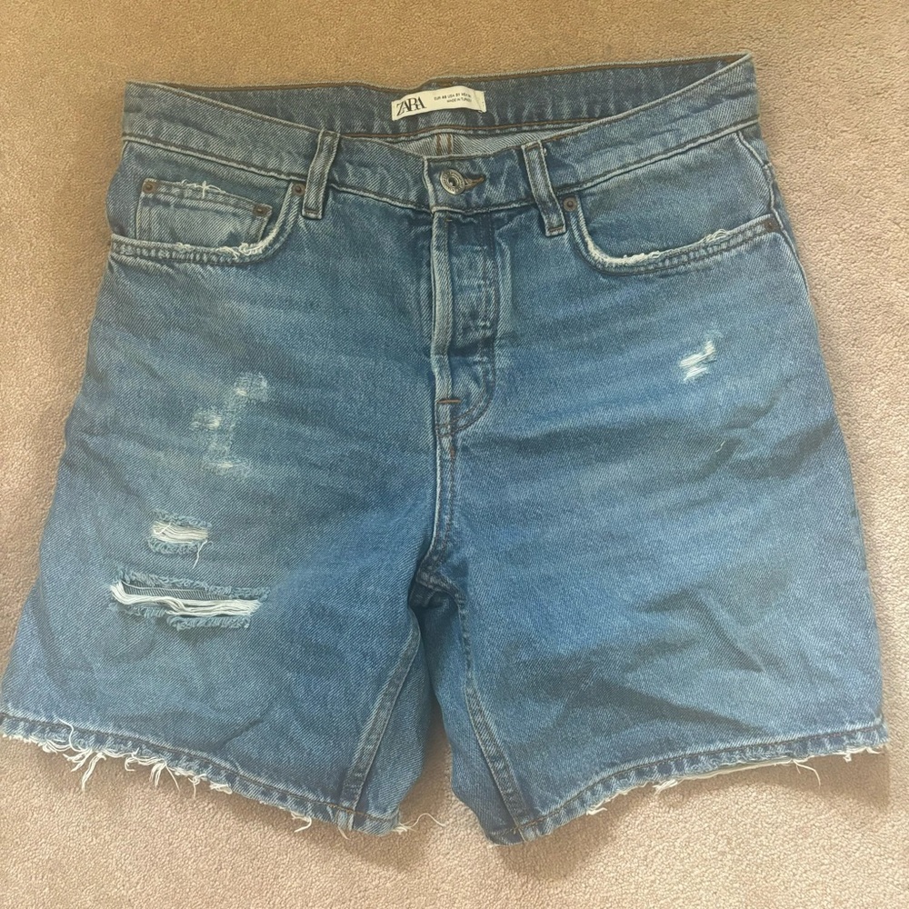 Zara Mom Shorts Distressed Jean Shorts Mom Style
